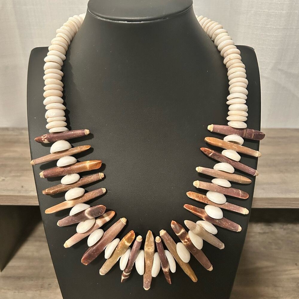 Puka Shell Necklace with Red Purple Sea Urchin Spines Necklace #F001
